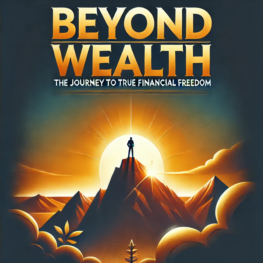 Person standing on a mountain peak at sunrise, symbolizing financial freedom and success. Blog thumbnail for 'BeyondMoney: The Journey to True Financial Freedom'.